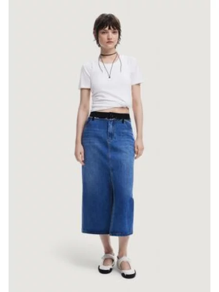 Desigual Sukně FAL_CERVANTES Long Fit modrá