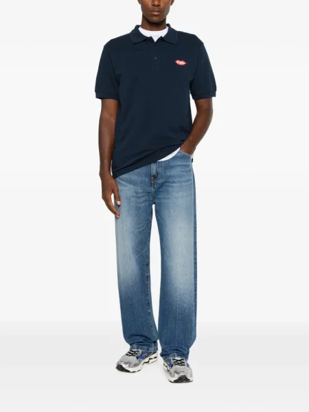 Tricou polo Kenzo cu autograf albastru