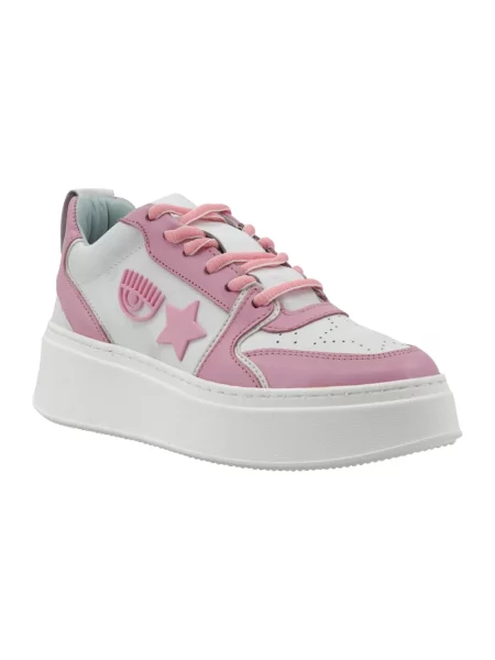 Sneakersy Chiara Ferragni skórzane na platformie różowe