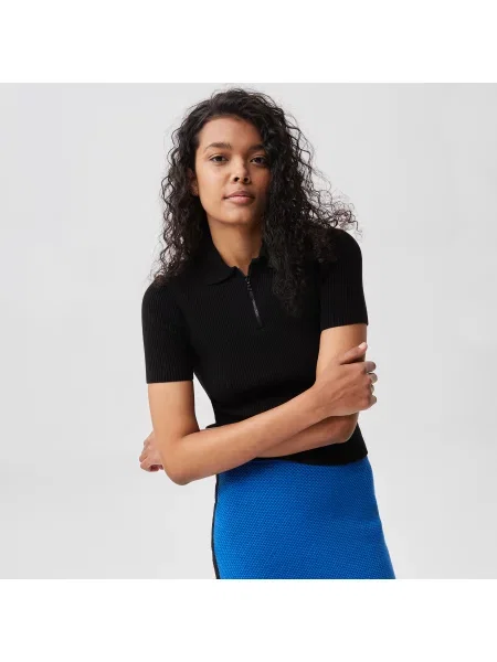 Lacoste Koszulka Polo Z Dzianiny Zapinanej Na Lacoste czarna