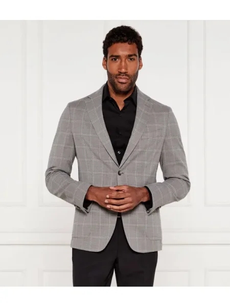 BOSS BLACK Zakó gyapjú hozzáadásával fekete