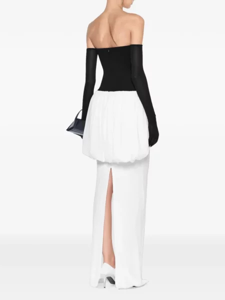 Rochie maxi Chats By C.dam drapată fără bretele alb