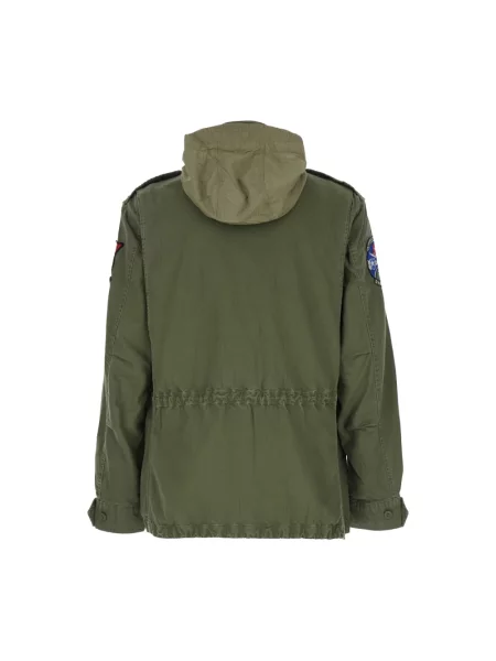 Lekka kurtka Polo Ralph Lauren z naszywkami ze stójką zielona