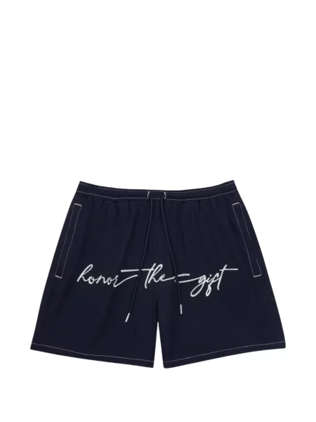 Pantaloni scurți Honor The Gift cu broderie cu cordon albastru