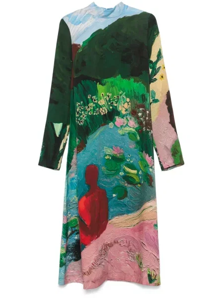 Rochie maxi Stine Goya până la genunchi de costum verde