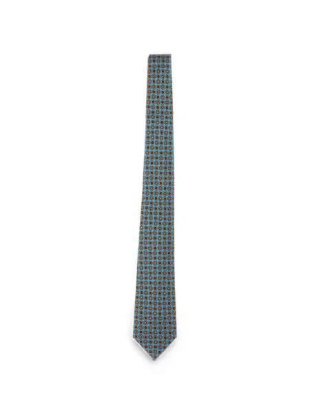 Cravată Kiton cu imprimeu geometric albastru