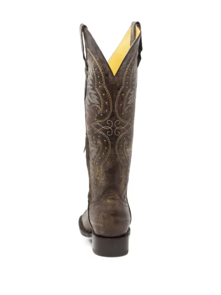 Botine Nortalie cu broderie din piele maro
