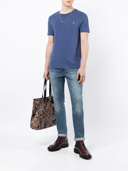 Siuvinėtas marškinėliai Polo Ralph Lauren mėlyna