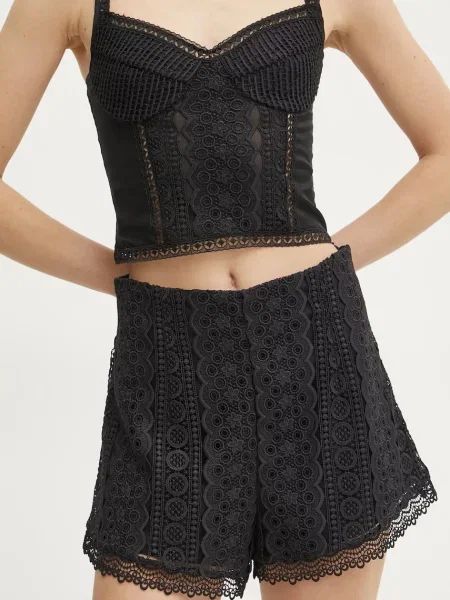 Charo Ruiz Ibiza szorty Hazie gładkie high waist czarny
