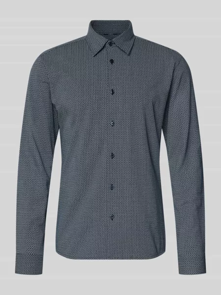 Koszula biznesowa o kroju slim fit z mieszanka bawełny model Boss granatowa
