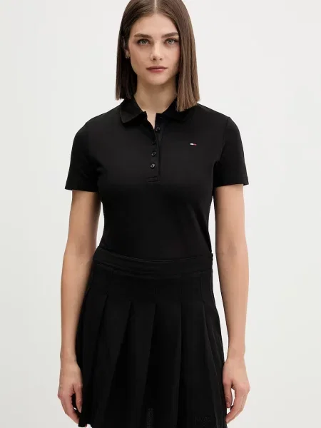 Tricou polo Tommy Jeans negru