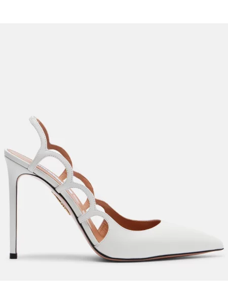 Pantofi cu toc Aquazzura din piele slingback alb
