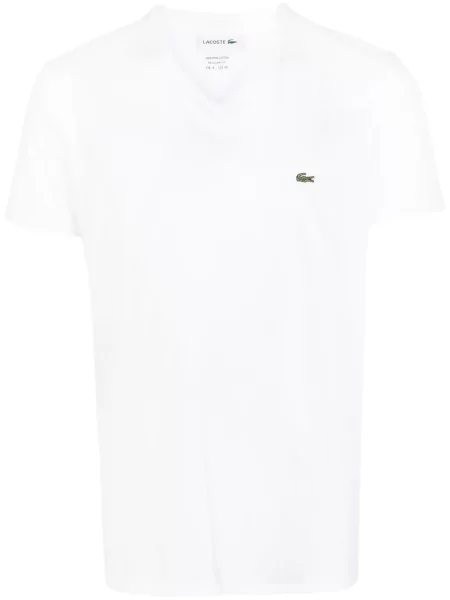 Tricou Lacoste cu decolteu în V alb