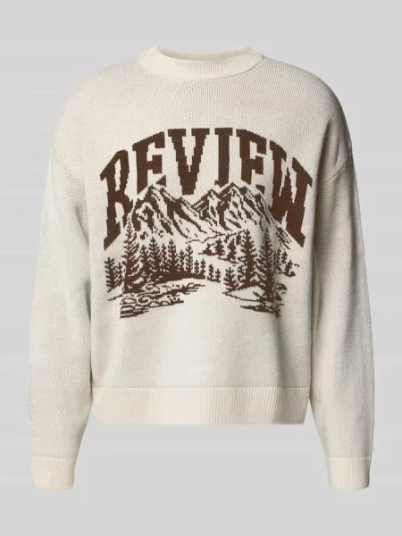 Sweter z dzianiny ze stójką Review czarny