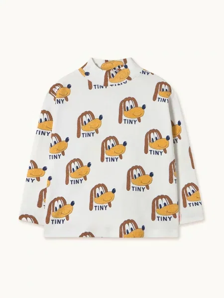 Tinycottons tričko s dlouhým rukávem DOGS RIB MOCKNECK bílé