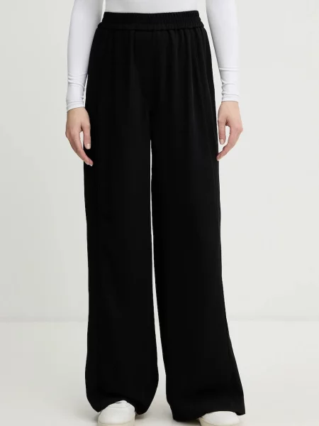 Lacoste pantaloni drept high waist negru