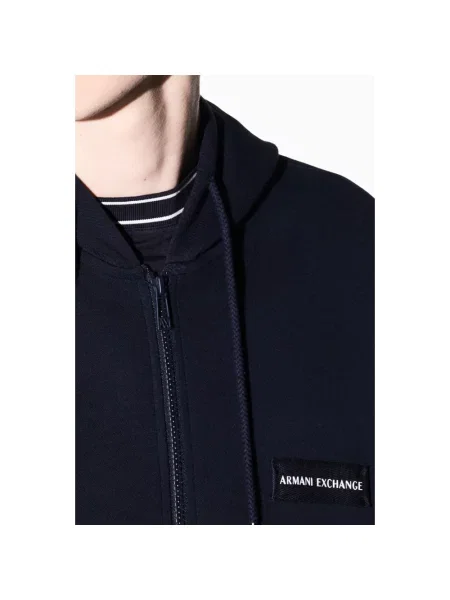 Bluza z kapturem Armani Exchange z kapturem niebieska
