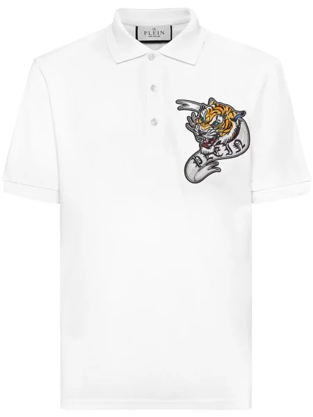 Polo Philipp Plein cu broderie alb