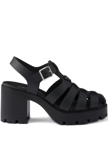 Sandale Prada cu platformă cu cataramă negru