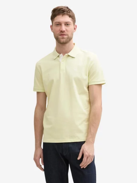 TOM TAILOR Póló Tom Tailor Basic Polo Lime Cream Green világos sárga