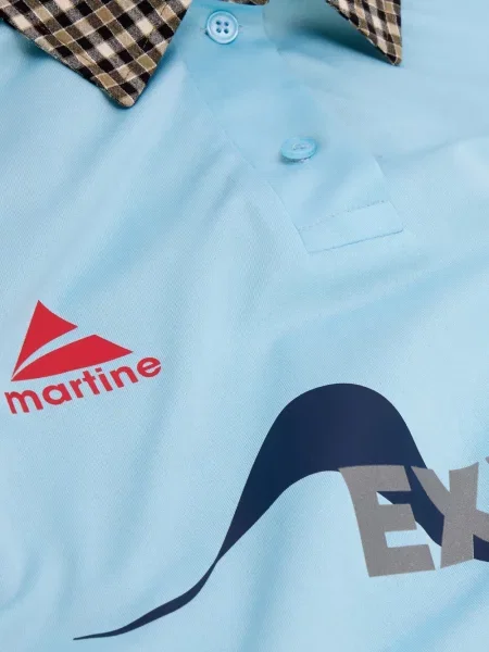 Карирана поло тениска Martine Rose синьо