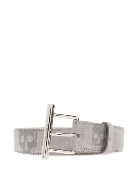 Curea Alexander Mcqueen din piele cu imagine gri