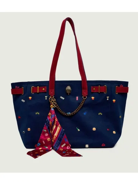 Kurt Geiger Geantă shopper + eșarfă pătrată Sloane albastru