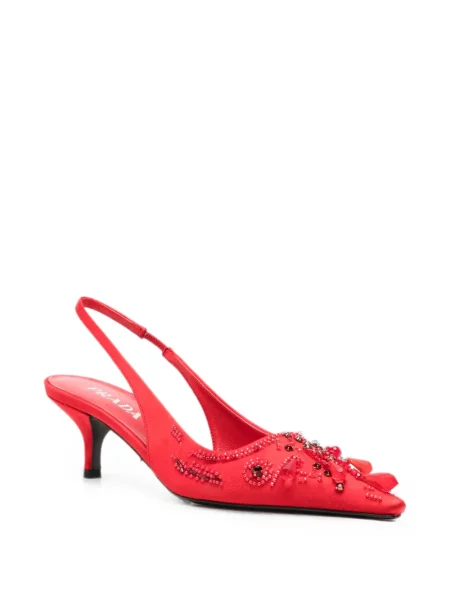 Pantofi cu toc Prada slingback roșu