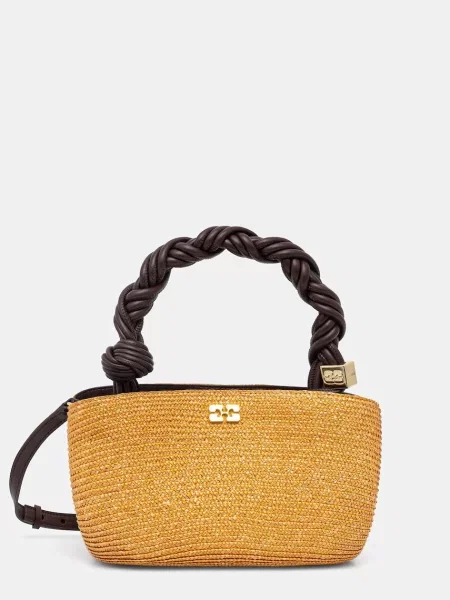 GANNI geantă crossbody pentru femei împletită Bou Mini Straw