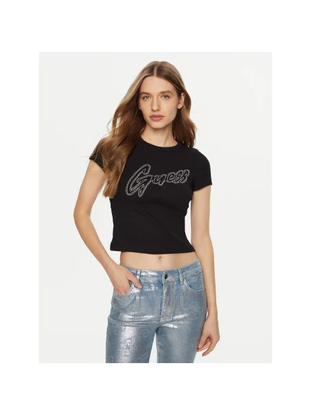 Guess T-Shirt Regular Fit μαύρο
