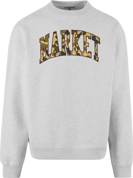 MARKET Mikina Duck šedý melír / khaki / olivová černá