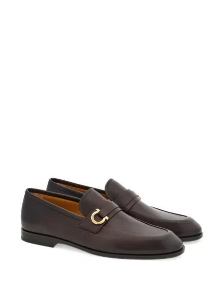 Loafersy Ferragamo skórzane brązowe