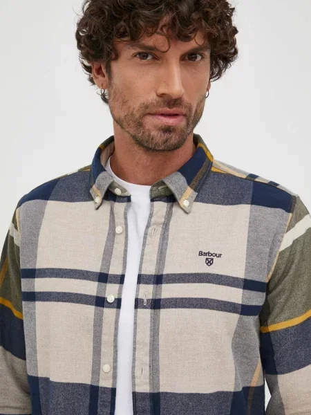 Barbour camasa din barbati cu guler button-down slim bej
