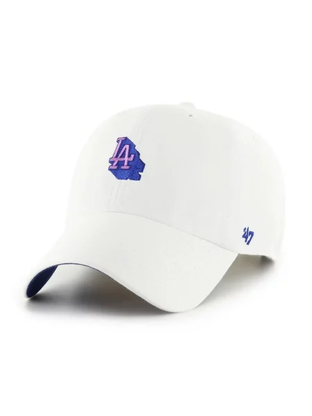 Шапка с козирка 47 brand MLB Los Angeles Dodgers с изчистен дизайн бяло