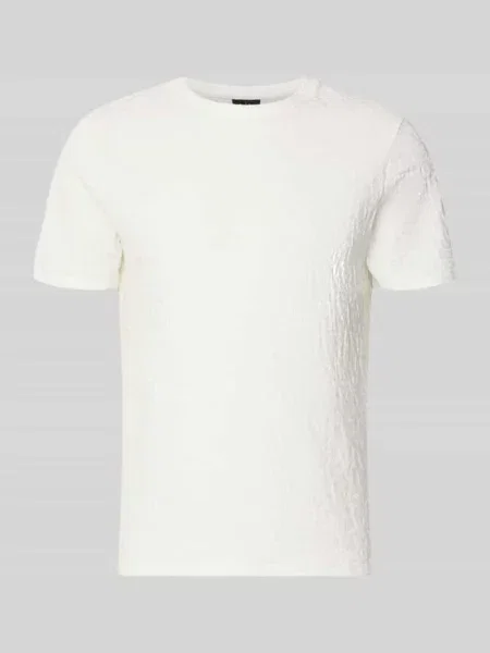 T-shirt z wzór z logo i okrągły dekolt Armani Exchange beżowa