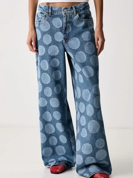 Marimekko blugi wide leg pentru femei albastru