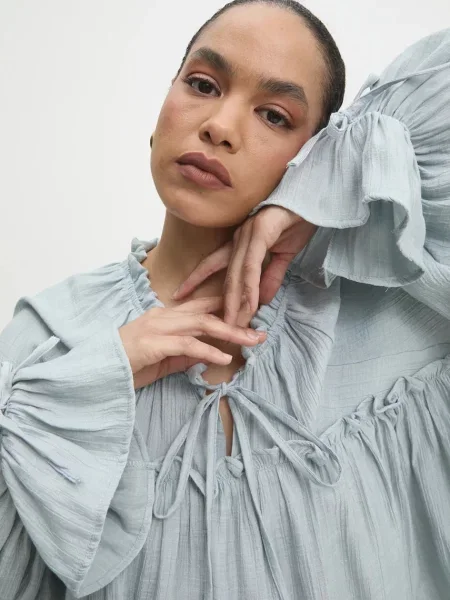Блуза Answear.LAB с изчистен дизайн синьо