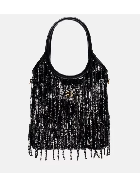 Satenska torbica Miu Miu črna
