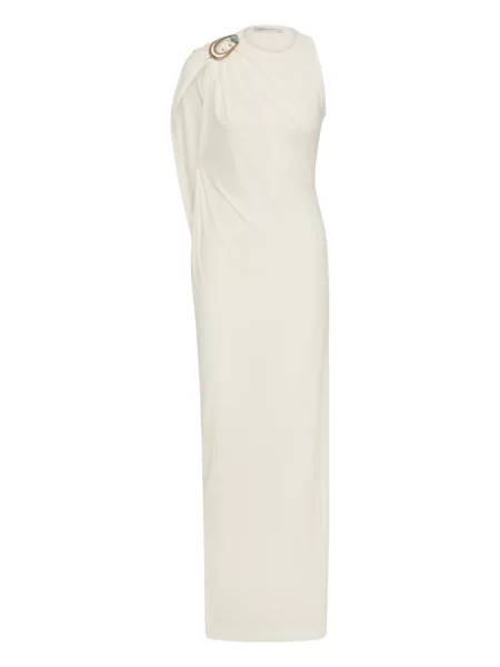 Rochie maxi Christopher Esber cu strasuri de costum alb