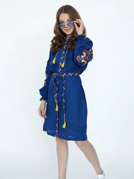 Детское платье Folk Moda синее