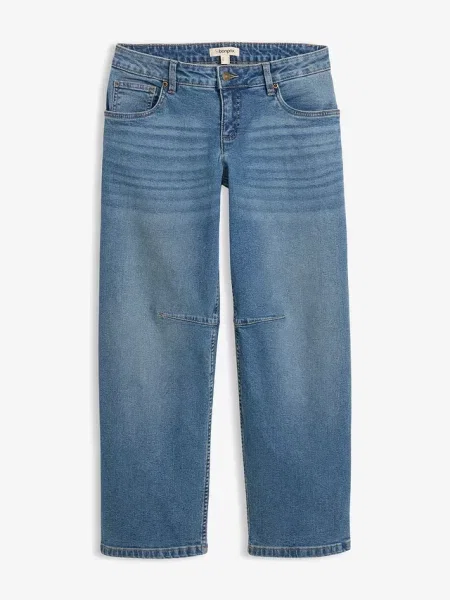 Jeansy o kroju barrel mid waist niebieskie
