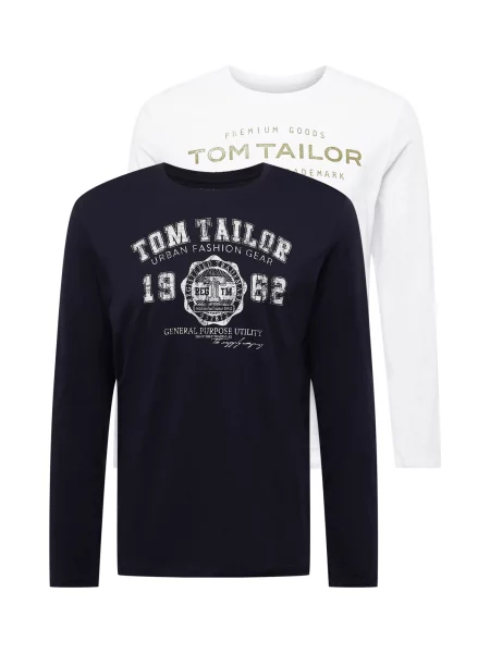 TOM TAILOR Tricou bleumarin oliv alb