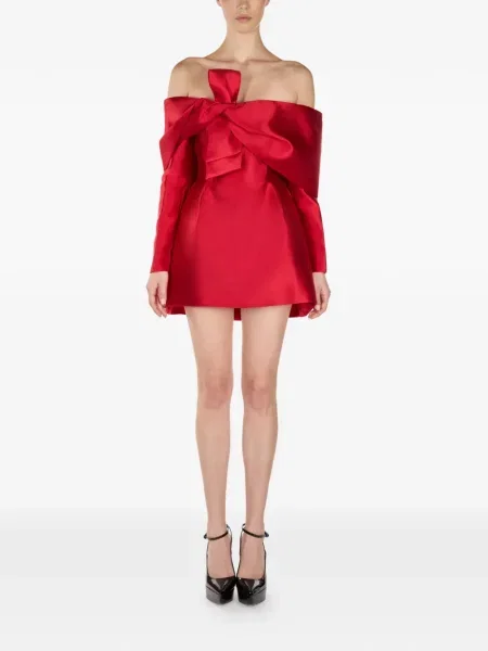 Rochie mini Araftu cu funde de costum roșu