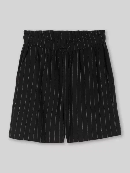 Szorty o kroju relaxed fit z mieszanki i lnu Tom Tailor Denim czarne