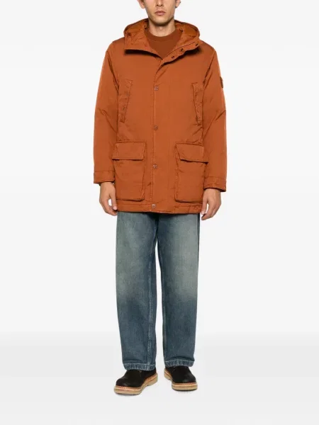 Geacă Stone Island cu glugă cu strasuri portocaliu