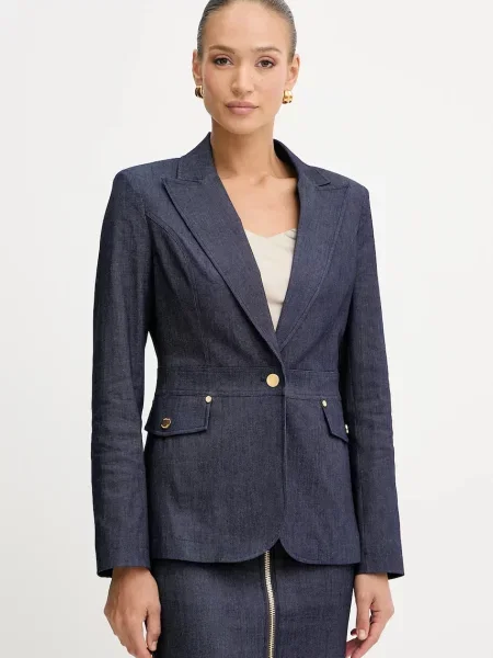 Дънково сако Marciano Guess с едно копче с изчистен дизайн тъмносиньо