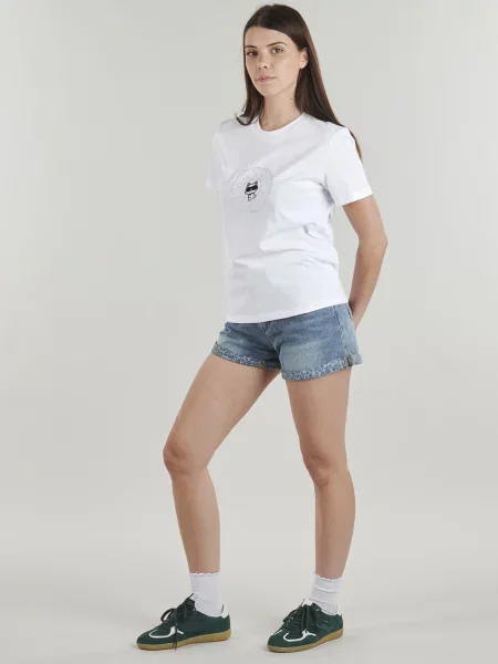 Karl Lagerfeld Tričko IKON smaragdová / strieborná biela