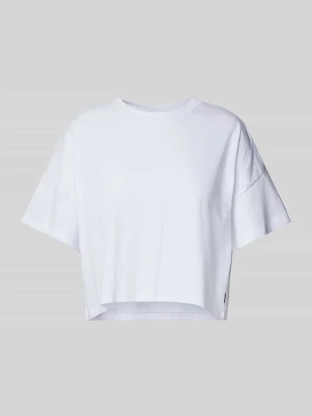 T-shirt krótki z detalem z logo model ‘ALENA’ Noisy May biała