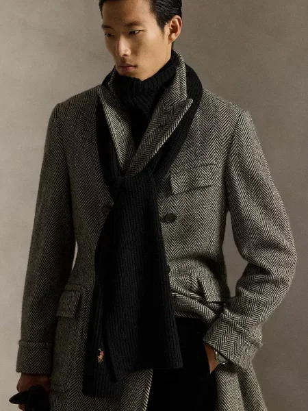 Polo Ralph Lauren szalik wełniany gładki czarny