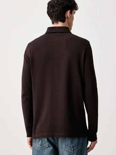 Tricou cu mânecă lungă Tommy Hilfiger maro